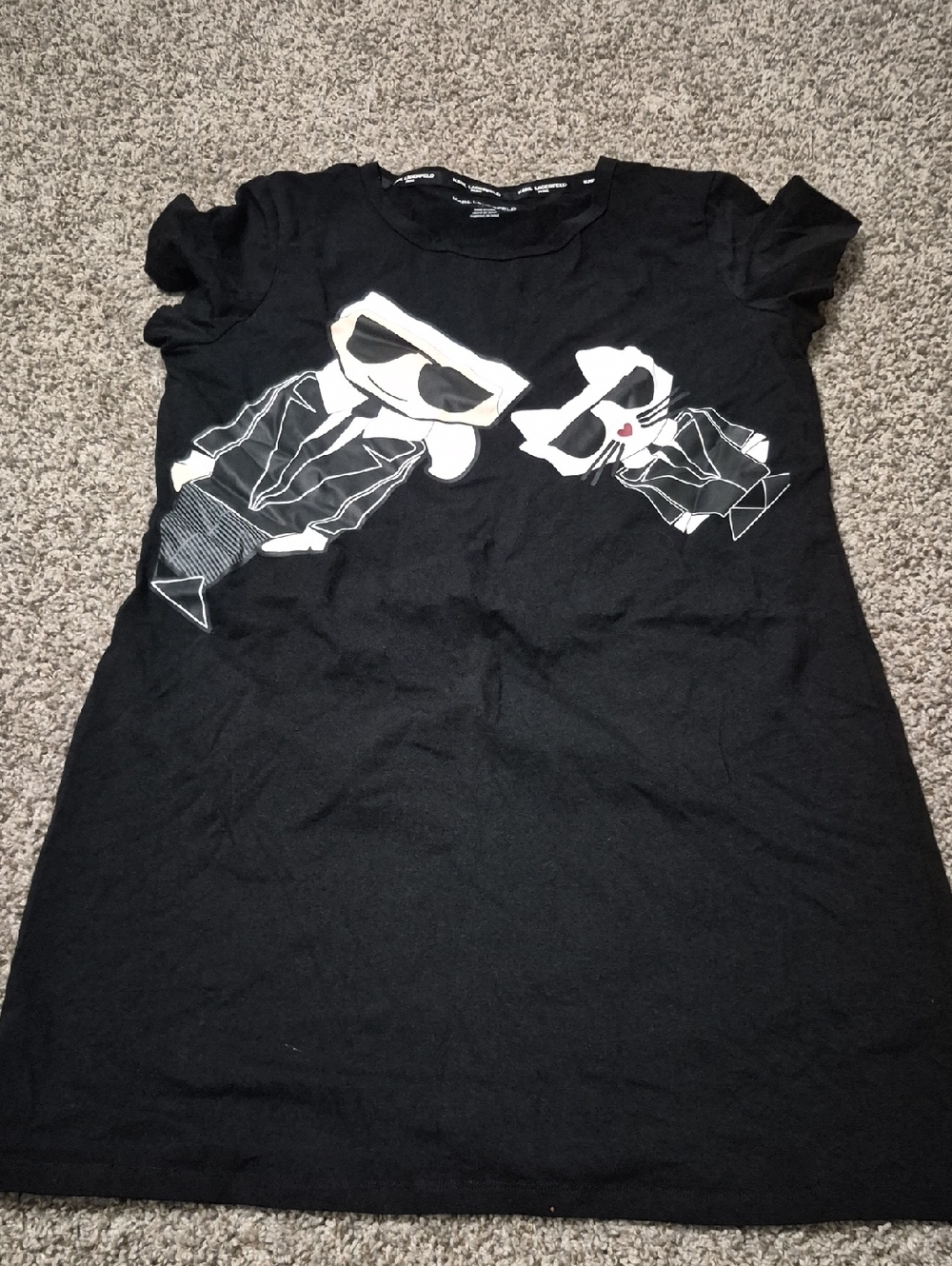 Black Graphic T-Shirt with Cartoon Sunglass Characters